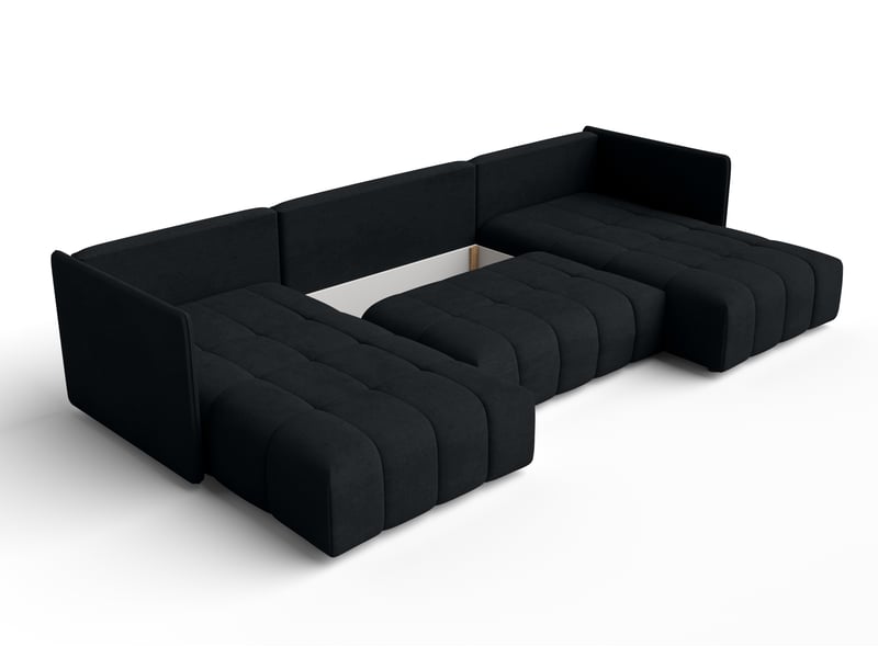  Canapé panoramique convertible veliro canapé en u noir 353cm VeliroU - Conforama E