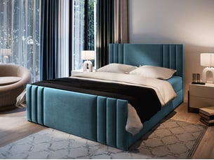 Lit avec rangement 140x200 cm MASSENO coloris bleu