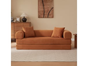 Canapé convertible 1 place terracotta - canapé-lit compact avec revêtement en velours et structure modulaire pour salon ou chambre