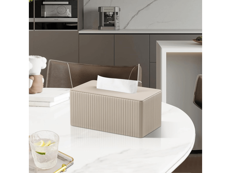  Housse de boîte à mouchoirs en cuir rayé pour salle de bain, chambre, salon, bureau - 1 pièce, abricot, 25 × 13,5 × 11 cm  - Conforama B