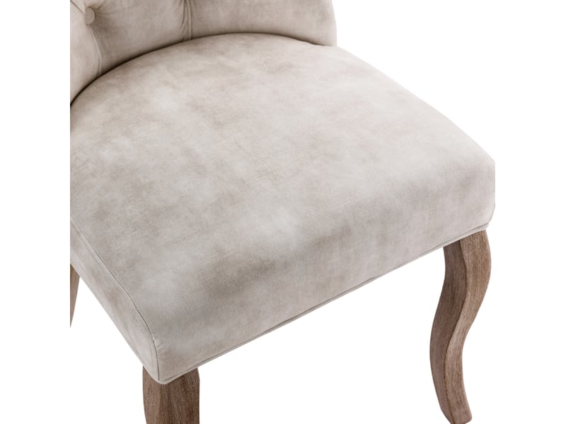  Lot de 4 chaises de salle à manger 51 x 47 x 97 cm beige clair en velours, dossier haut capitonné  - Conforama E