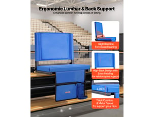 Vevor siège de stade pliable chaise de gradin avec dossier et coussin épais bleu