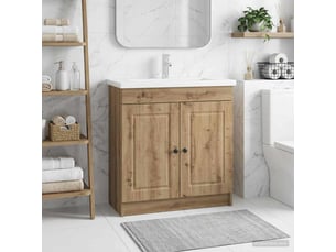 Armoire sous évier de salle de bain, meuble de rangement chêne artisanal shl6165
