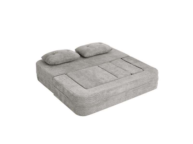 Canapé-lit modulable 3 places avec fauteuil pliable en tissu gris clair - Conforama A