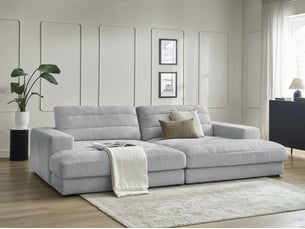 Canapé droit fixe BOBOCHIC SIERRA 4 places Tissu gris