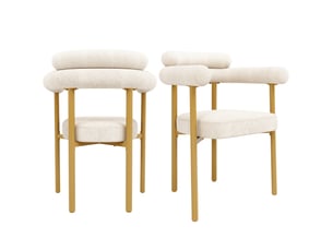 Lot de 2 chaises de salle à manger, chaise beige, sièges en anneau, pieds de chaise de couleur dorée