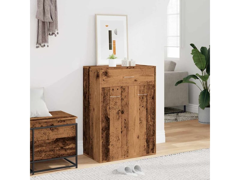  Meuble à chaussure, armoire à chaussures vieux bois 60x35x84 cm bois d'ingénierie  - Conforama C