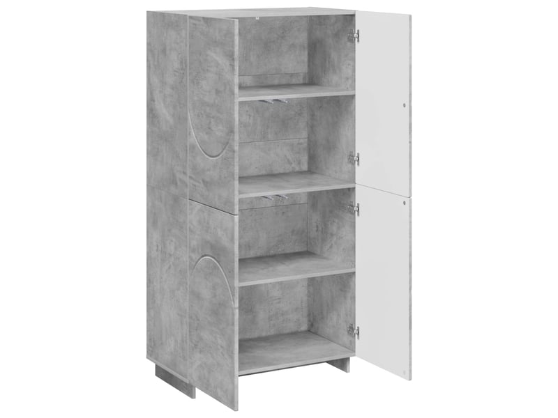  Buffet haut, buffet de rangement gris béton 79x41x151 cm bois d'ingénierie  - Conforama C