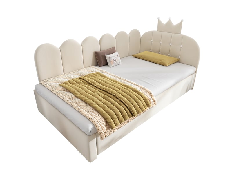  Lit gigogne 90x200 cm réversible en velours beige  - Conforama A