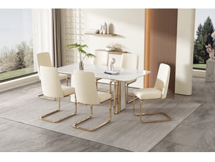 Lot 4 chaises velours beige, dossier capitonné diamant, style moderne et raffiné