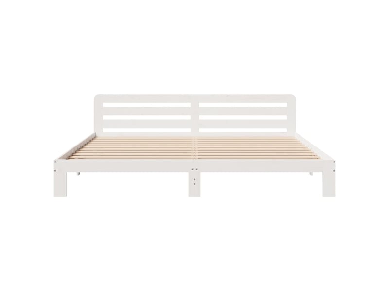  Lit double- lit adulte -  cadre de lit sans matelas blanc 180x200 cm bois massif de pin  - Conforama C