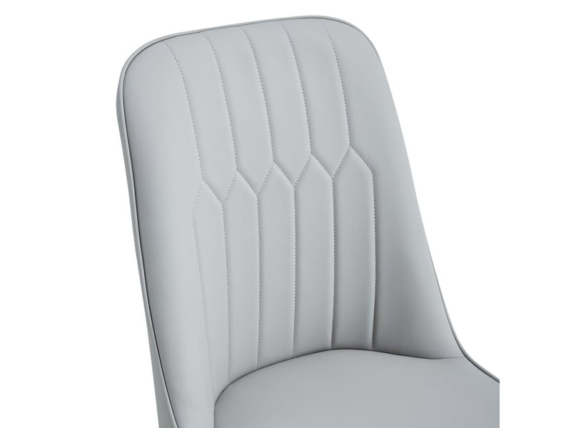  Lot de 2 chaises de salle à manger gris clair moderne, dossier rembourré en similicuir, pieds noirs en métal, pour salle à manger, cuisine ou chambre  - Conforama D