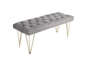 Banc d'entrée tcqpz 116 x 44,5 x 49 cm assise en velours gris structure en fer