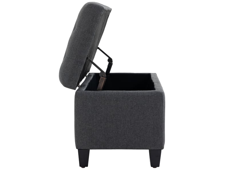  Banc de rangement 100 x 40 x 44 cm gris foncé en polyester, assise capitonnée avec coffre intérieur  - Conforama E