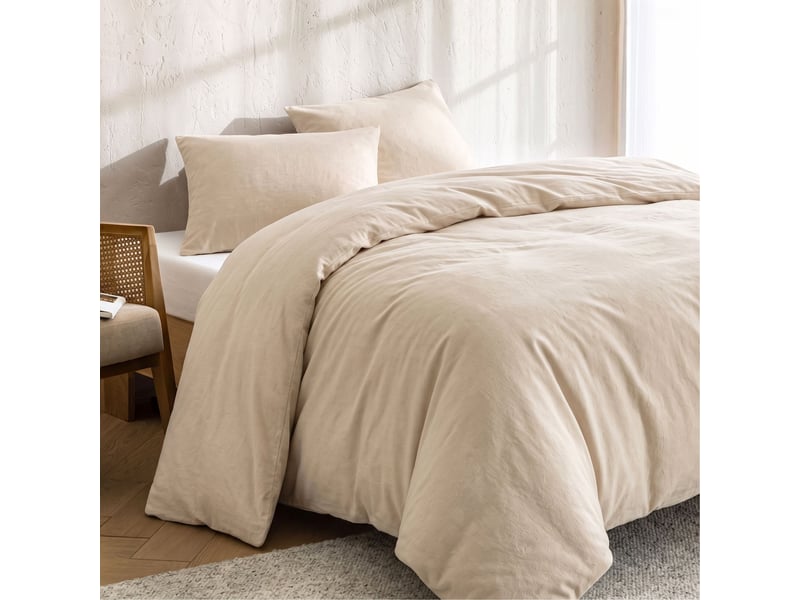  Parure de lit 240x220 flanelle écru terre de nuit  - Conforama D