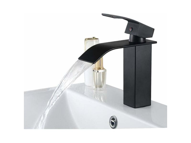  Noir robinet de lavabo en cascade mitigeur en laiton pour salle de bain design moderne  - Conforama A
