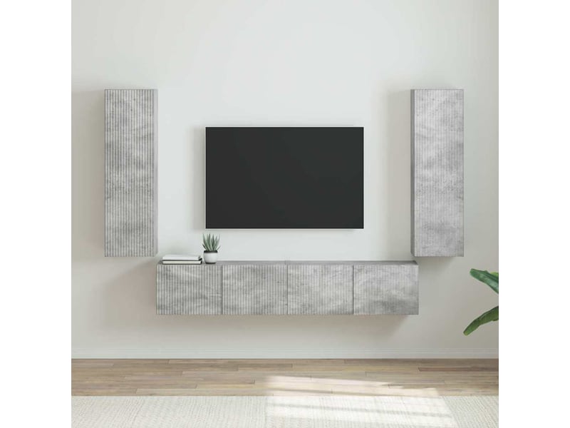  Meuble tv - banc tv - meuble de rangement mural 2 pcs béton bois d'ingénierie  - Conforama B
