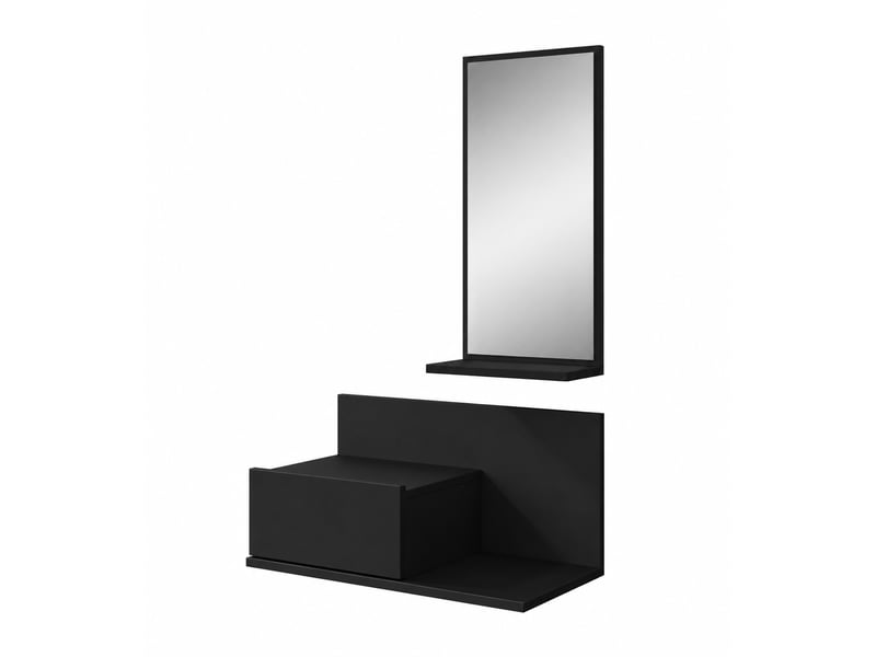  Meuble d'entrée | 1 tiroir avec miroir | console d'entrée | vestiaire | finition en couleur noir mate | 60x85,5x30cm | modèle isabela Isabela - Conforama A