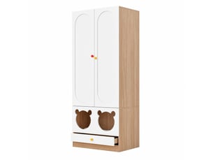 Lot de 2 armoires enfant 2 portes, penderie et tiroirs, 80 x 50 x 200 cm