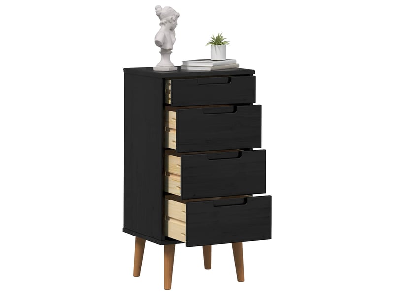  Commode chambre adulte, armoire à tiroirs molde noir 40x35x82 cm bois de pin massif  - Conforama C