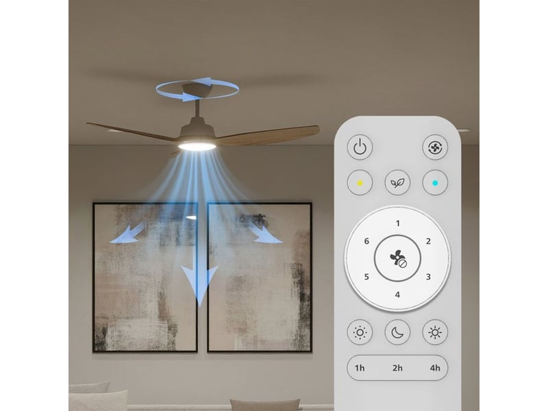  Philips olas 35 ventilateur plafond 132 cm led integree 24 w commande rf blanc 929004750201 - Conforama D