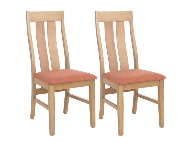 Lot de 2 chaises de salle à manger hwc-m58, chaises de cuisine, chaises à dossier, tissutextile, bois massif - structure claire, terracotta - Conforama A