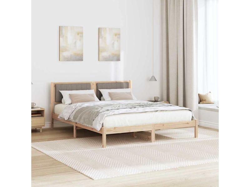 Lit double- lit adulte - cadre de lit avec tête de lit rembourrée taupe 160 x 200 cm - Conforama C