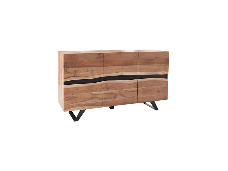 Buffet orkan 150 cm en bois massif d'acacia verni – 3 portes et 6 niches  - Conforama A