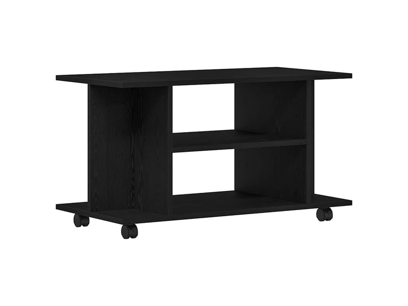  Meuble tv - banc tv - meuble de rangement à roulettes en chêne noir 80x40x45 cm bois d'ingénierie  - Conforama A