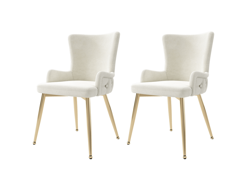  Lot de 2 chaises de salle à manger,55x45x85 cm,velours,beige et doré  - Conforama A