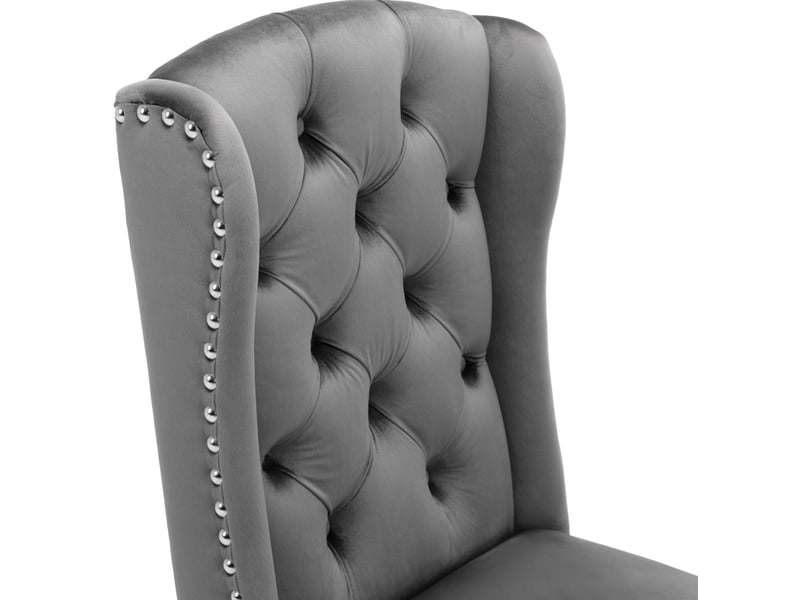 Lot de 6 chaises de salle à manger 45 x 61 x 100 cm – gris – velours, pieds en chêne capitonnés  - Conforama E