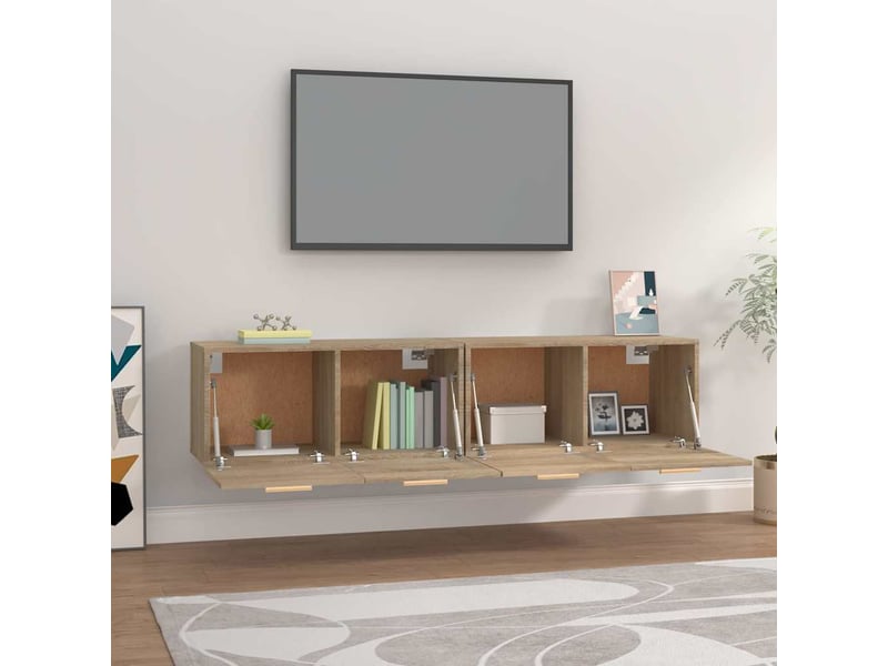  Armoires murales 2 pcs, meuble de rangement salon chêne sonoma 80x35x36,5 cm bois shl3504  - Conforama C