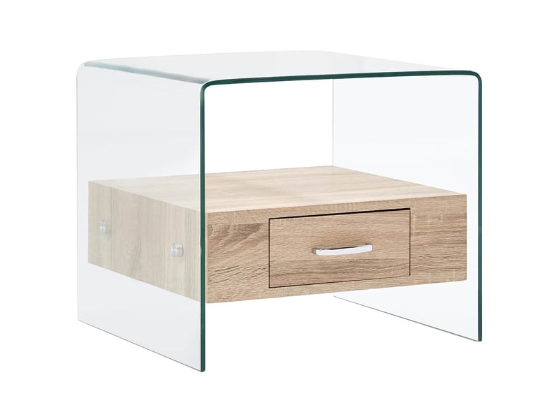  Table basse - table de salon - table à thé avec tiroir 50x50x45 cm verre trempé  - Conforama B
