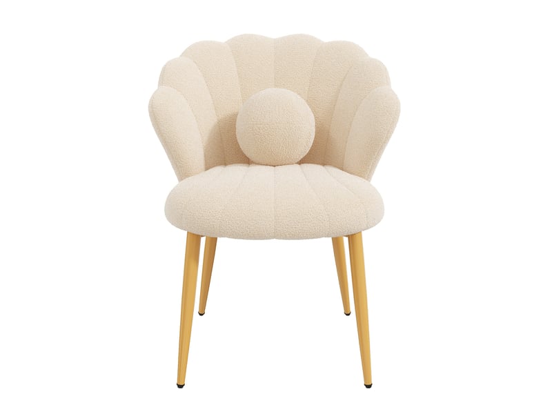  Lot de 2 chaises de salle à manger 60x62,5x83 cm en tissu bouclé beige  - Conforama E