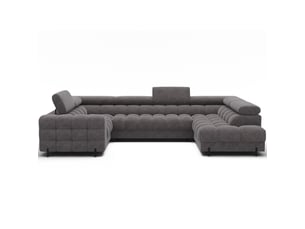 Canapé panoramique convertible factory 3 places gris – angle droit avec coffre – version 2