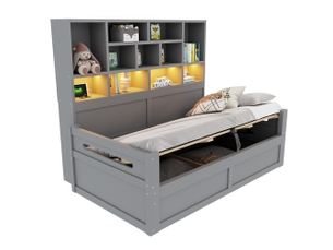 Lit coffre 90x200 cm <strong>DZMDIP</strong>  <strong></strong> coloris gris