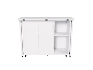 Desserte de cuisine pliante 100x105x75 cm blanche en panneaux de particules, table et rangement mobile