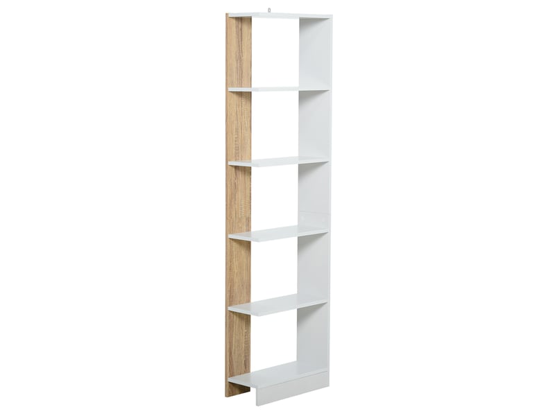  Étagère 5 niveaux multifonction, socle surélevé, blancchêne, 45×21×170 cm  - Conforama A