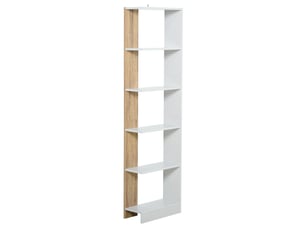 Étagère 5 niveaux multifonction, socle surélevé, blancchêne, 45×21×170 cm