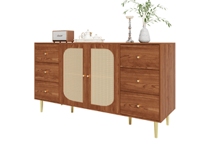 Buffet 2 porte(s) 6 tiroir(s) OKWISH - 160 cm coloris naturel