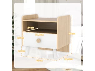 Table de chevet enfant 40 x 32.5 x 40 cm rangement tiroir et niche design scandinave chambre cosy pratique en mdf blanc 21_0000258