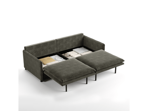Canapé droit convertible <strong></strong> <strong>Fay Lum</strong> 3 places Tissu gris avec coffre de rangement