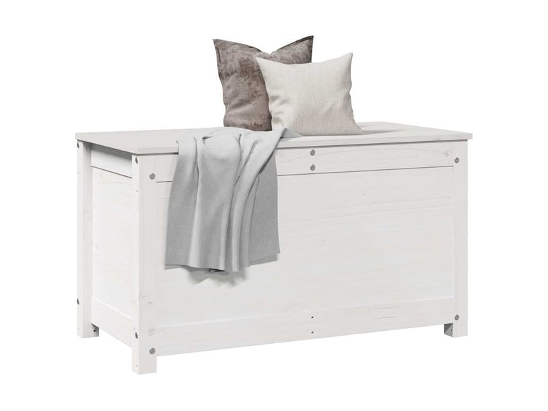  Boîte de rangement, coffre de rangement blanc 80x40x45,5 cm bois massif de pin  - Conforama D