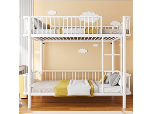 Lit superposé 90x200 cm <strong>OKMYHOME</strong>  <strong></strong> coloris blanc