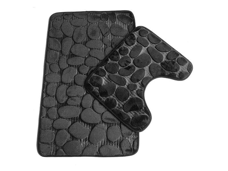  Lot de 3 tapis de bain antidérapants - noir  - Conforama B