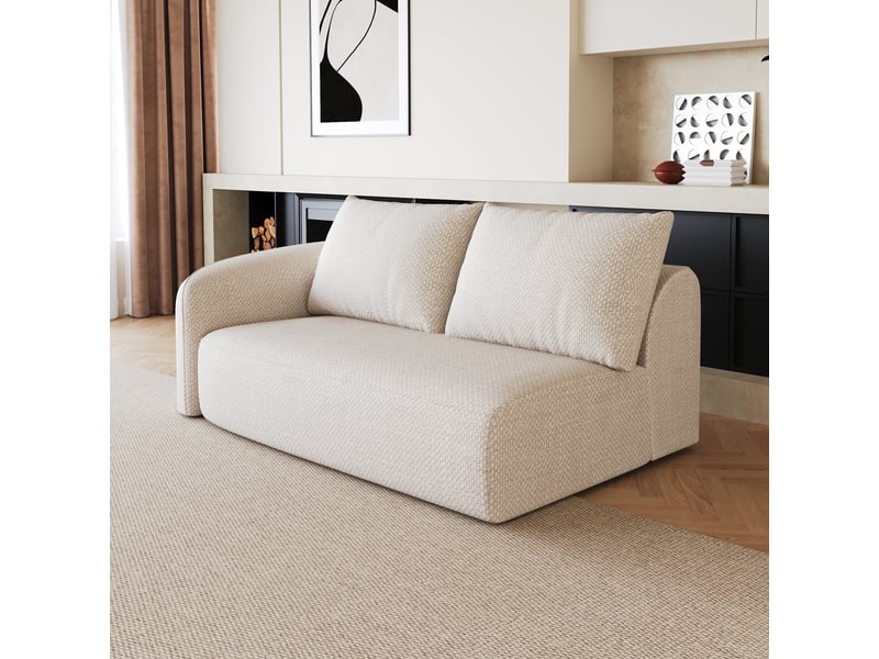  Petit canapé 2 places blanc, canapé d'angle gauche 160 cm pour salon, design compact et moderne.  - Conforama E