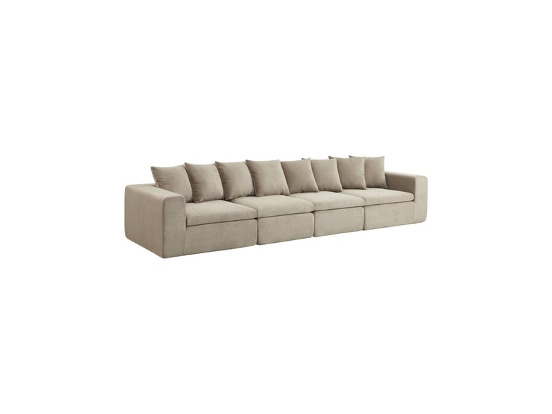  Canapé modulable tissu chenille 5 places beige foncé - movi  - Conforama A