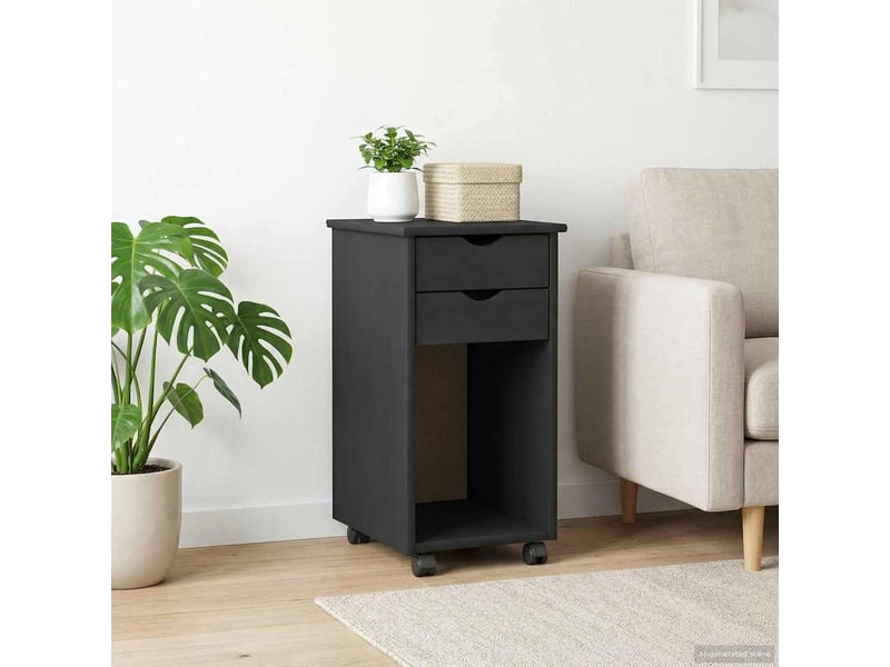  Caisson roulant de bureau, meuble de rangement 34 x 39 x 65,5 cm pin massif gris  - Conforama C