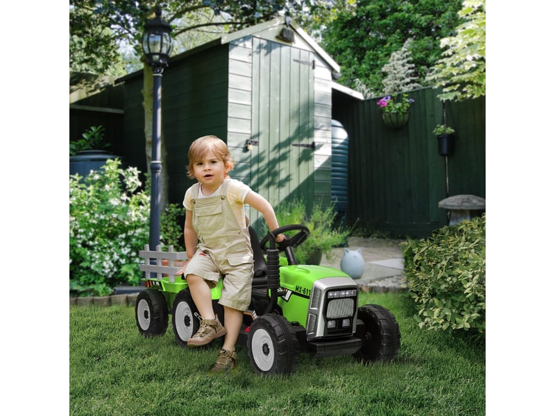  Voiture électrique pour enfants, tracteur pour enfants, avec télécommande parentale, vitesse maximale de 6 kmh ; vert et noir  - Conforama D