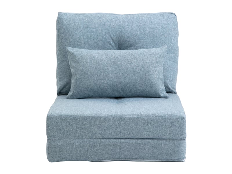  Chauffeuse canapé-lit convertible fauteuil 1 place avec 1 coussin avec dossier réglable, bleu  - Conforama A